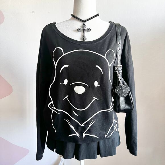 Black Winnie the Pooh Top, Disney, Y2K, Kidcore, Nostalgic, Streetwear,‎ Medium - Picture 1 of 4